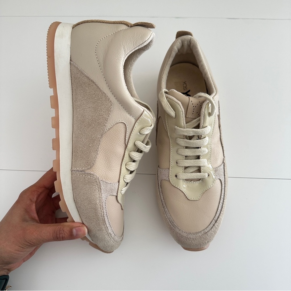 Yosi Samra Women's Paige Sneakers in Taupe Multi Cream Tan Color sz 10